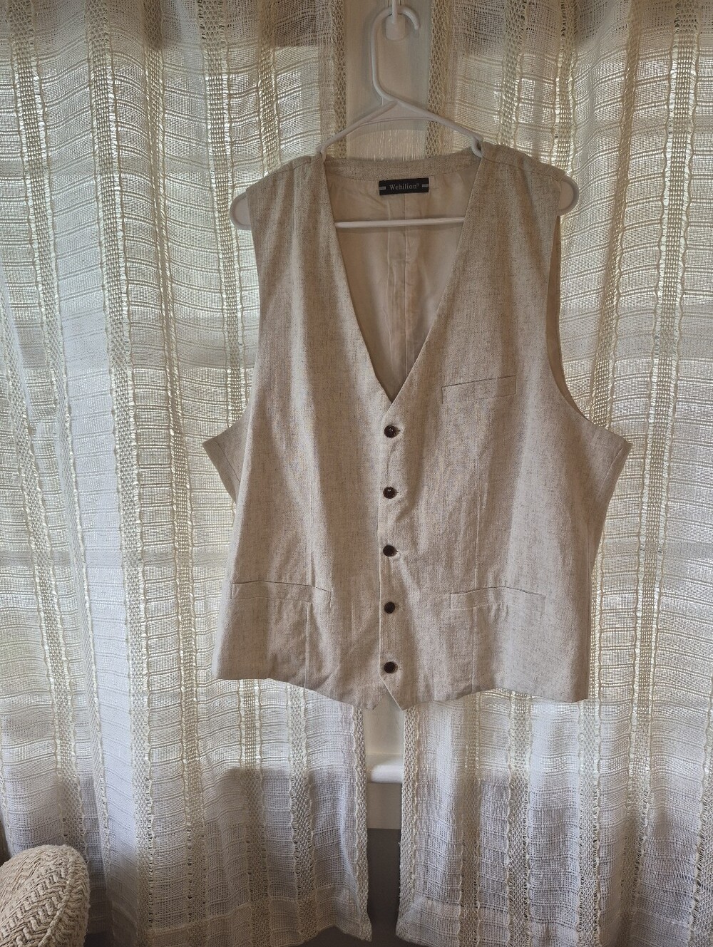 Women's Neutral V-neck Button Vest Size 2X